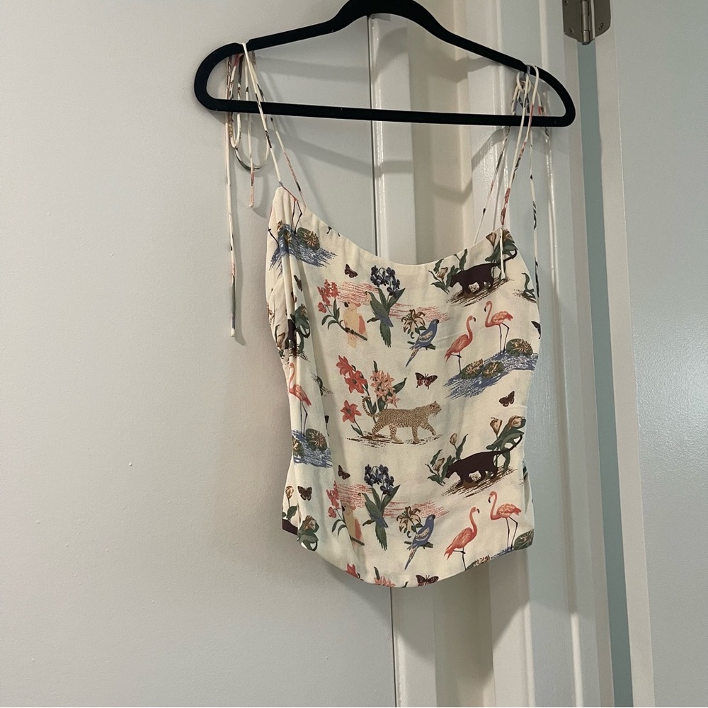 Reformation Cream Camisole with Nature Print